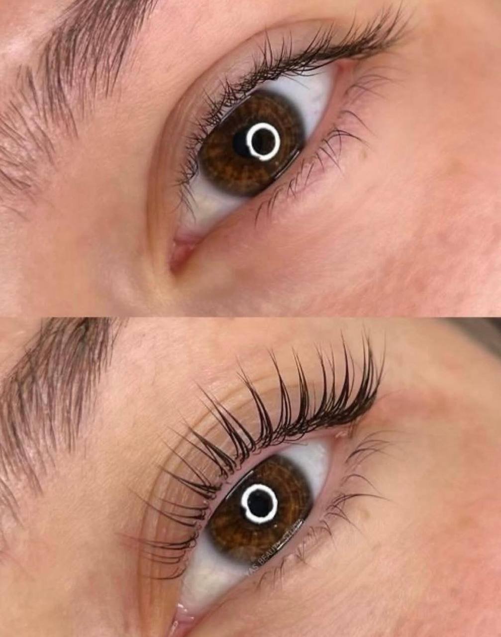 Lash lift before and after results — dramatic lash curl and volume at American Laser Plus Dearborn Heights Michigan
