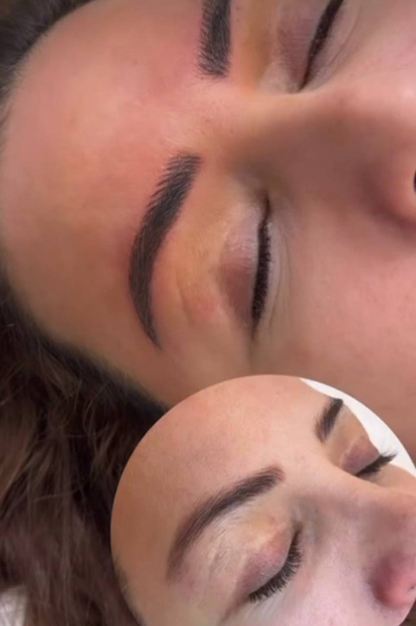 Microblading before and after results — natural eyebrow restoration at American Laser Plus Michigan