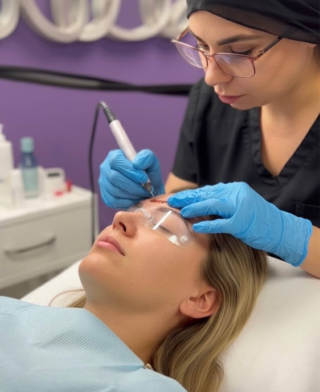 American Laser Plus technician performing tattoo removal treatment on client in Dearborn Heights MI
