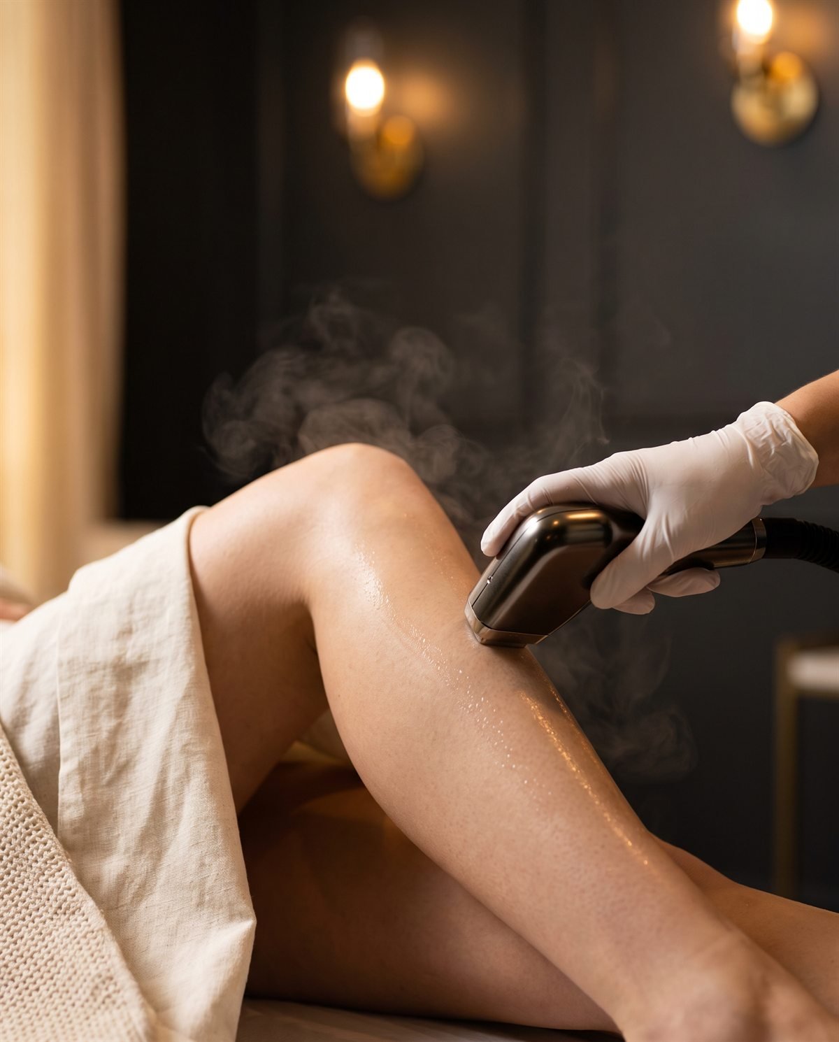 Laser hair removal treatment on legs